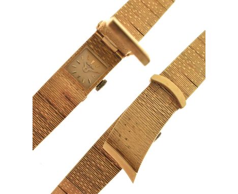 Bueche-Girod - Lady's 1960s 18ct gold bracelet watch, the champagne dial with applied gilt baton hour markers and gilt hands,