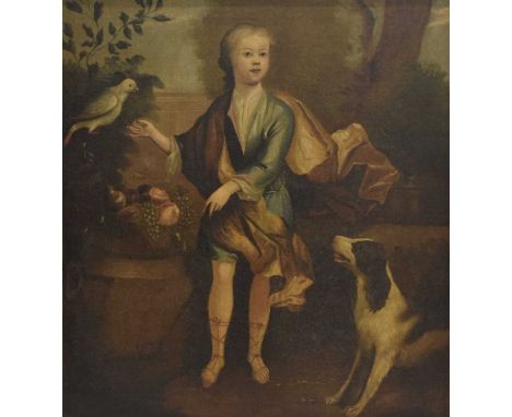 Circle of Thomas Murray, (Scotland 1663 - London 1756) - Oil on canvas - Portrait of a young child with spaniel, circa 1730, 