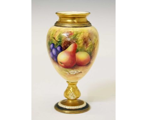 Royal Worcester - Fruit painted vase, ovoid pedestal form, indistinctly signed H. ****** possibly Harry Ayrton, shape No.2260