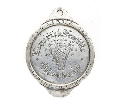 Irish. Limerick Fensible Volunteers George III 1808 Dublin hallmarked silver shooting medal. Good rare circular example with 