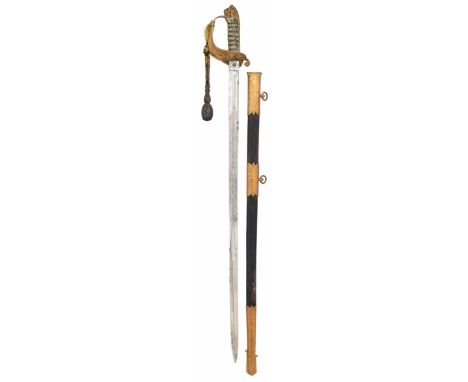 Royal Navy Victorian Officer Sword. A good example of the 1827 pattern with a 31 inch blade with etched decoration of a Royal