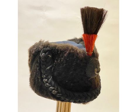 Rifle Regiment Other Rank Sealskin Rifle Cap. A good example of black sealskin with plaited green mohair cord across the fron