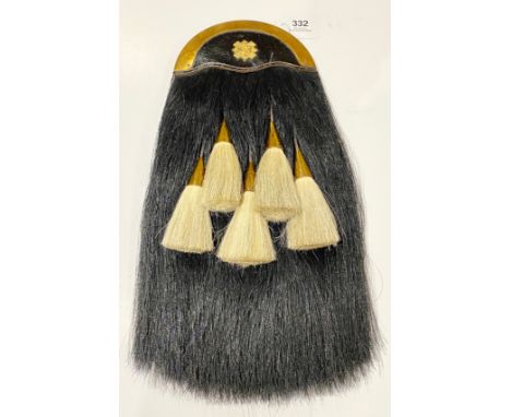 Scottish Highland Light Infantry attributed Officer Sporran. Good example with gilt metal bound black patent leather cantle b