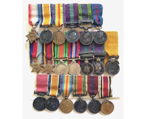 Three Period British Miniature Medal Groups.  Comprising: WW1 / Inter war group of Six. ... BEM, WW1 / WW2 Group of Six. ... 