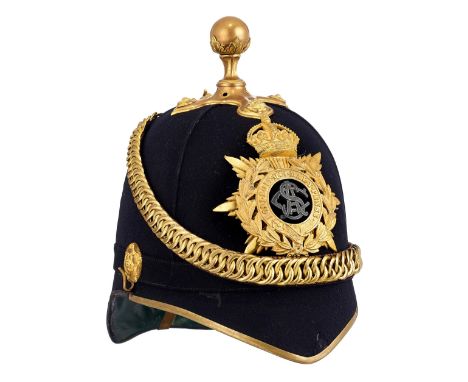 Army Service Corps Officer Home Service Pattern Helmet. A good example of the 1878 pattern blue cloth home service pattern he