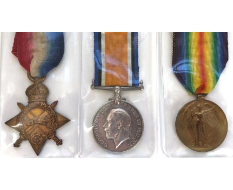 WW1 4th Bn London Regiment Group of Three Medals.  Awarded to 2423 Private G A Green 4th Bn London Regiment, who was wounded 