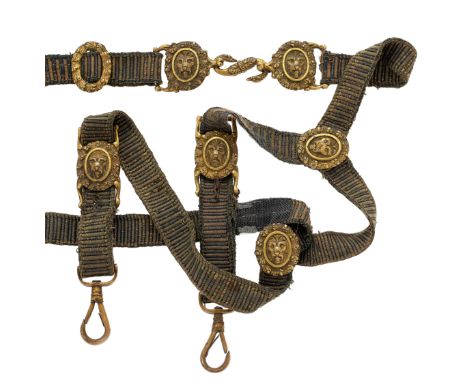 19th Century Royal Navy Midshipman Dirk Belt.  A very rare example 19th Century example, the belt of blue and gold billion li