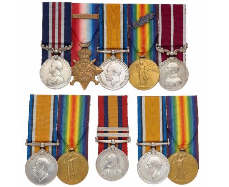 WW1 Family Groups of Medals 3rd Coldstream Guards MM, South Staffordshire Regiment, Royal Warwicks, Royal Artillery. A rare g