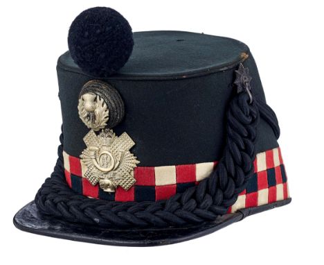 Scottish. Highland Light Infantry Officer HLI shako. A good quality example, tailored by Sandilands &amp; Son of London. Dark