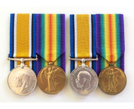 WW1 Machine Gun Corps Medal Groups.  Two Pairs of medals comprising: British War Medal and Victory Medal awarded to 67615 CPL