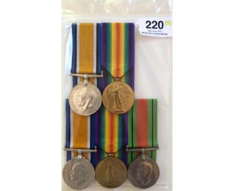 WW1 South Lancashire Regiment &amp; Essex Regiment Medal Groups. Comprising: British War Medal and Victory Medal awarded to 4