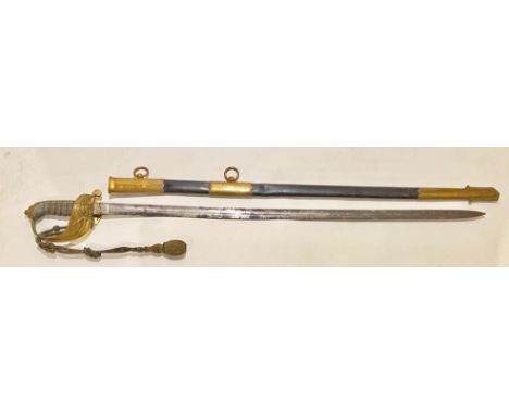 Victorian Royal Navy Warrant Officer Sword.  A late 19th Century example of the 1827 pattern carried by Warrant Officers. The