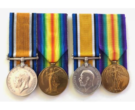 WW1 King Own &amp; Kings Own Yorkshire Light Infantry Regiments Medal Groups. Two Pairs of medals comprising: British War Med