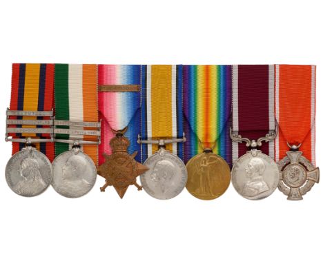 Boer War / WW1 Northumberland Fusiliers, 15th Bn Essex Regiment Roumanian Croix de Virtute Militara Group of Seven Medals.  A