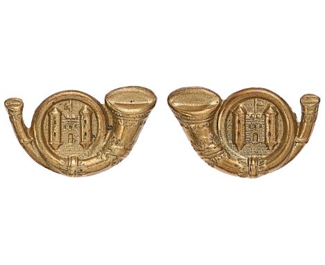 Irish Fermanagh Light Infantry Militia Victorian pair of facing collar badges circa 1874-81. Good scarce die-stamped brass ex
