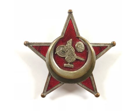 WW1 "Gallipoli Star" Turkish War Medal 1915.  A good silvered and enamelled German Officer private purchase breast star by BB