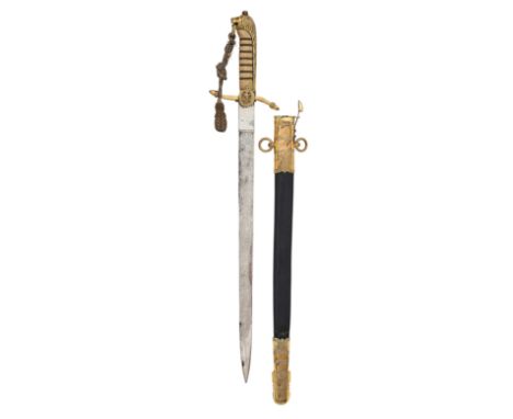 Royal Navy Midshipman's dirk. A good George VI period example. The blade is etched with a crowned foul anchor and a crowned G