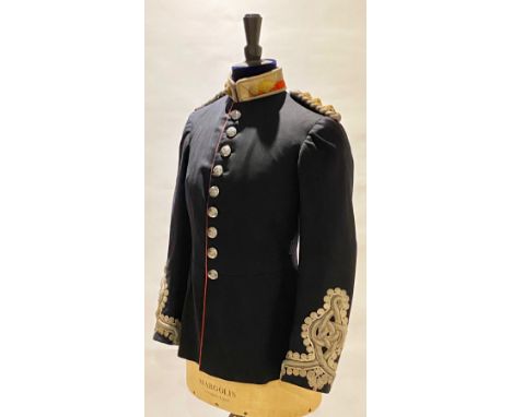 Royal Artillery Volunteers Victorian Officer Full Dress Tunic. A good scare example of dark blue melton cloth with scarlet co