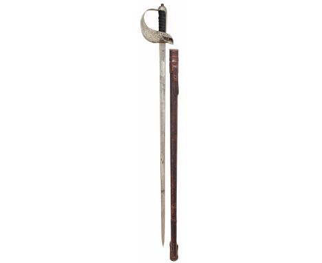 British Army George VI Period Officer Sword.  A good clean regulation example, the blade with etched decoration including a c