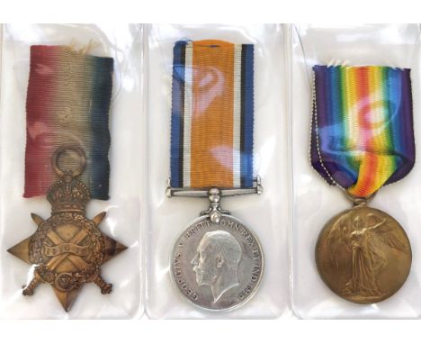 WW1 East Yorkshire Regiment Group of Three Medals. Awarded to 14365 Private F.O. Langdown East Yorkshire Regiment. Comprising