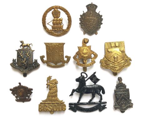 10 OTC/CCF cadet cap badges.  Churchers College OTC ... Brighton College ... Cranbrook School OTC ... Brentwood School OTC ..