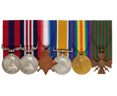 WW1 12th Bn Highland Light Infantry DCM, MM, Croix de Guerre Triple Gallantry Group of Six Medals.  Awarded to Sergeant Thoma