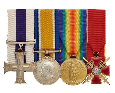 WW1 Gloucestershire, North Staffordshire Regiments Military Cross Russian Order of St.Anne Group of Four Medals.  Awarded to 