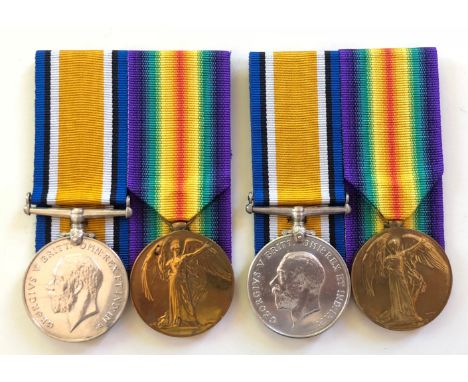 WW1 York &amp; Lancaster (Sheffield Pals) &amp; South Lancashire Regiments Medal Groups.  Two Pairs of medals comprising: Bri