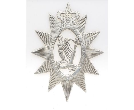 Irish. Queen Co. George III sheet silver star. Fine rare large unmarked elongated 12 pointed uniface star incised with crowne
