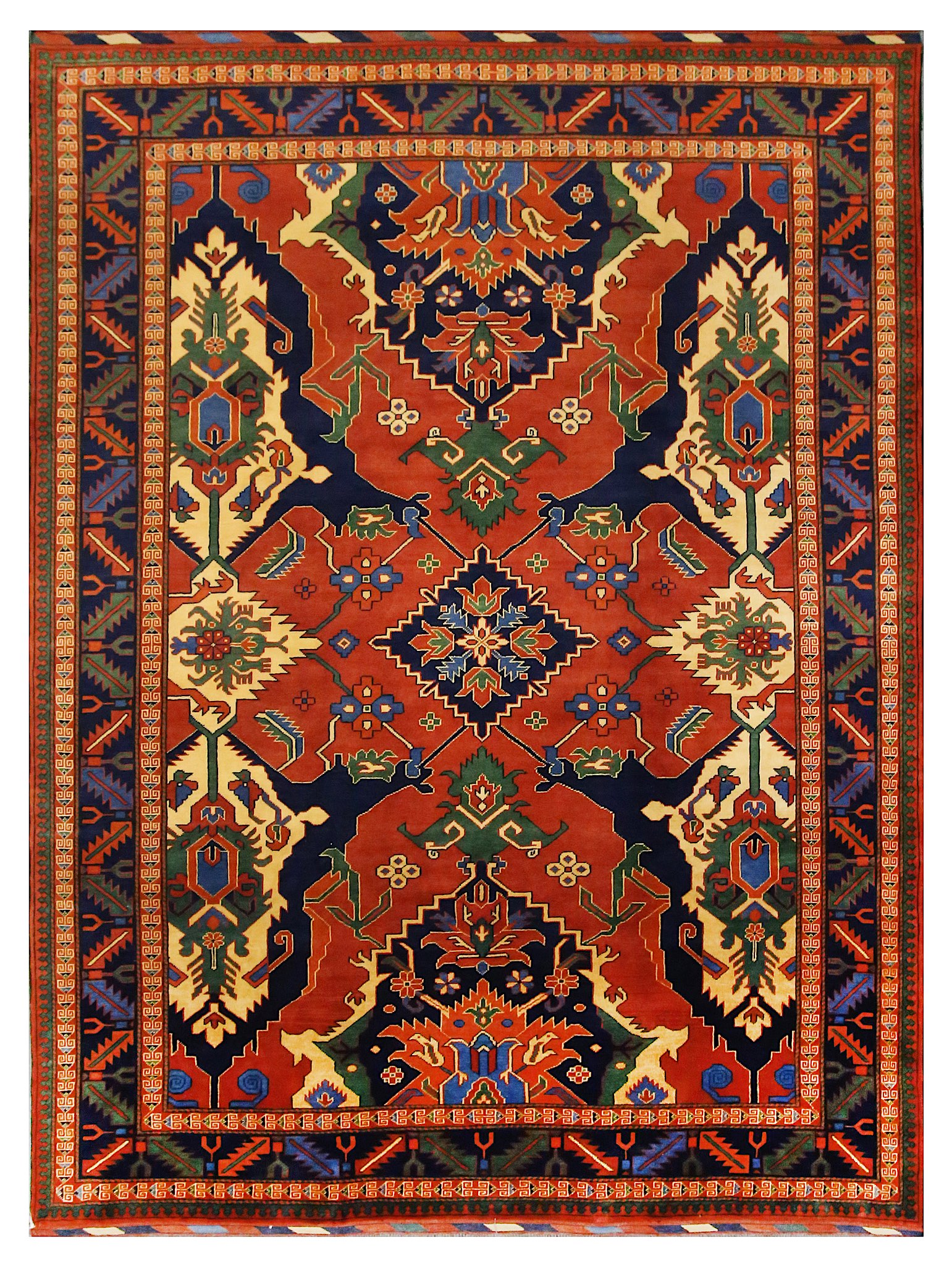 A FINE AND UNUSUAL UZBEKISTAN CARPET approx 9ft.3in. x 7ft.(281cm. x
