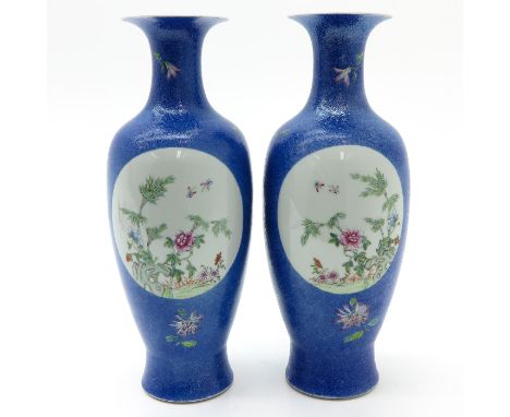 Light blue ground with sgraffito technique, marked on bottom with seal mark, 34 cm. tall.