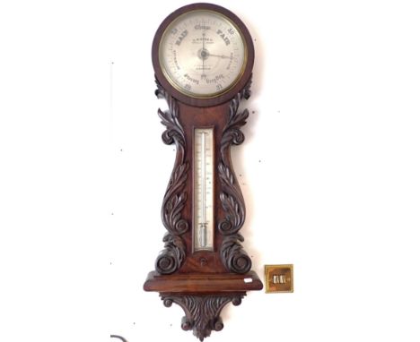 A ROSEWOOD CASED BAROMETER BY C.W. DIXEY Optician to the Queen, 30 New Bond Strt, London, mid 19th century, with broad circul