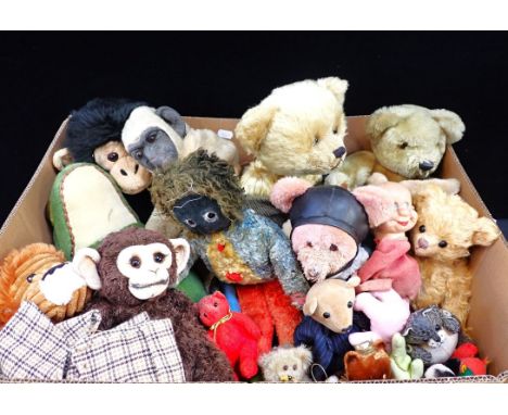 A MERRYTHOUGHT PLUSH GOLLY and various old and modern stuffed toys