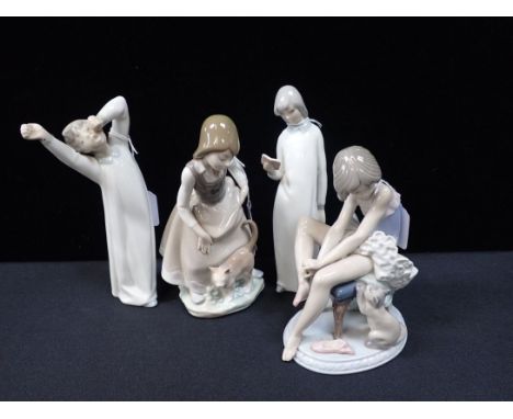 LLADRO: GIRL WITH CAT, ANOTHER GIRL WITH CAT and two others (4) 50