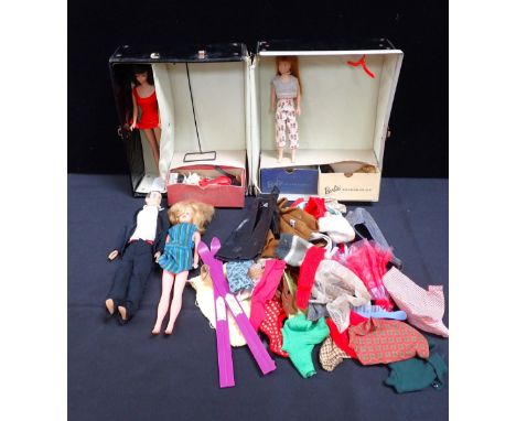 BARBIE: AN EARLY 'PONYTAIL' BARBIE, MARKED TO THE BOTTOM and dated MCMLVIII (1958), in one-piece red bathing costume, in a bl