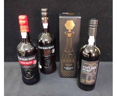 COCKBURNS SPECIAL RESERVE PORT 1815-2015 BOTTLE 1L, with a bottle of Cockburns Fine Ruby port 75cl, and Fortnum and Mason Vin