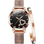 RRP £46.68 OLEVS Ladies Watches Rose Gold Stainless Steel Mesh