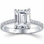 RRP £43.37 SHELOVES 3 Ct Emerald Cut Engagement Ring AAAAA White