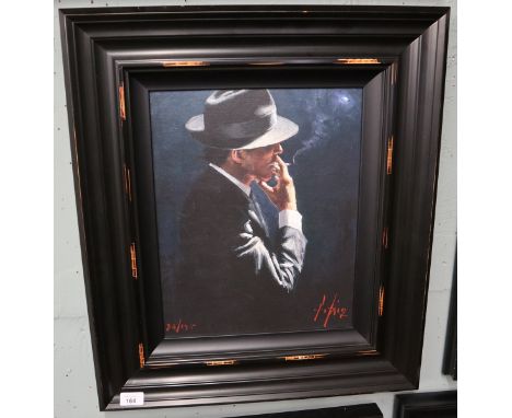 Fabian Perez Ltd edition print 84/195 - Smoking under the light II - Approx image size: 31cm x 39cm 