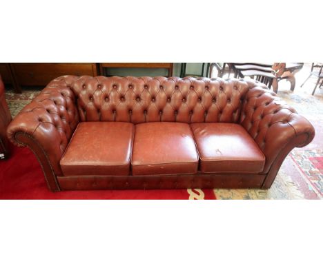 Oxblood leather Chesterfield sofa 