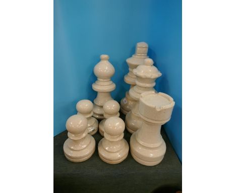 Collection of 8 large ceramic chess pieces - Approx height of tallest: 40cm 