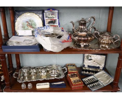 Collection of silver plated items to include Mappin and Webb tea service