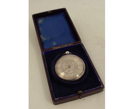 A silver cased pocket watch, with engraved silvered dial,&nbsp;the movement marked Thomas Stranoe Banbury 14013, in a case