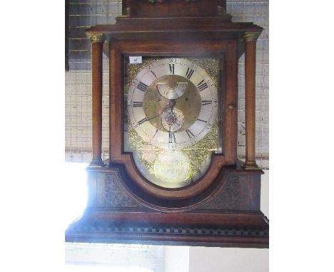 A Georgian oak long case clock, with arched dial, second hand sweep and date dial, Robert Sidwell Nuneaton, height 82.5ins