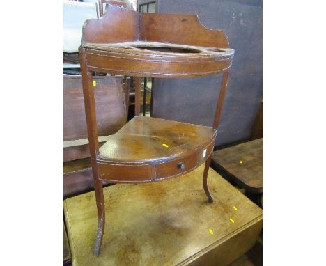 A 19th century mahogany corner wash stand, width 23.5ins, together with a commode