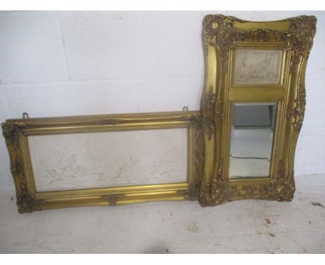 After G Bommer, a faux marble plaque depicting a Classical scene, plaque to reverse "Veilleux" along with a mirror with relie