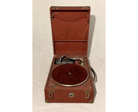 A vintage 1940's May-Fair Deluxe Wind-up Portable record player 