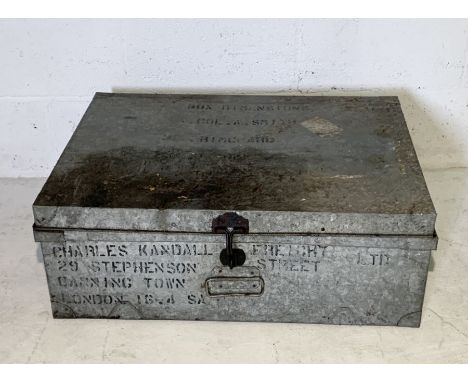 A large metal trunk marked for Col. A . Smith made by Nippon-Kokan 