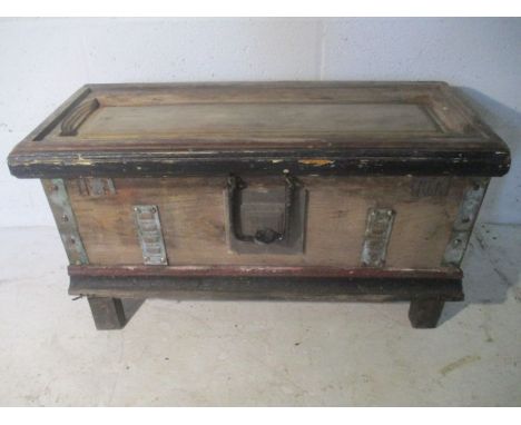 An Indian style metal bound trunk