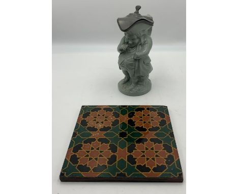 A Victorian R Minton Taylor &amp; Co, Fenton Tile Works tile along with a Toby jug A/F